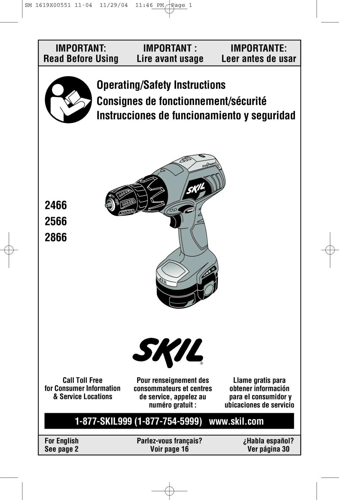 Skil 2466 2566 2866 manual For English Parlez-vous français?, See, Voir Ver página 