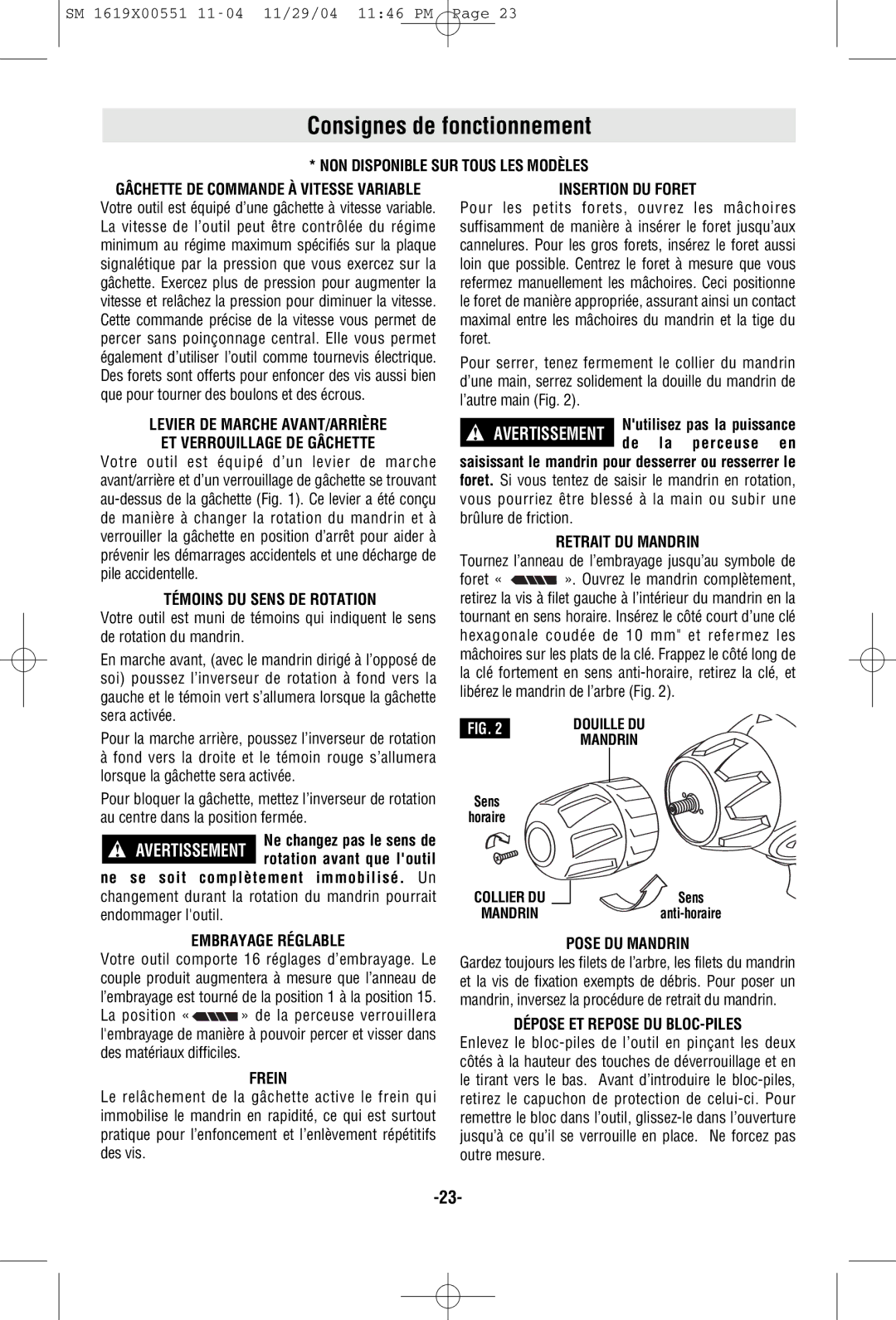 Skil 2466 2566 2866 manual Consignes de fonctionnement 