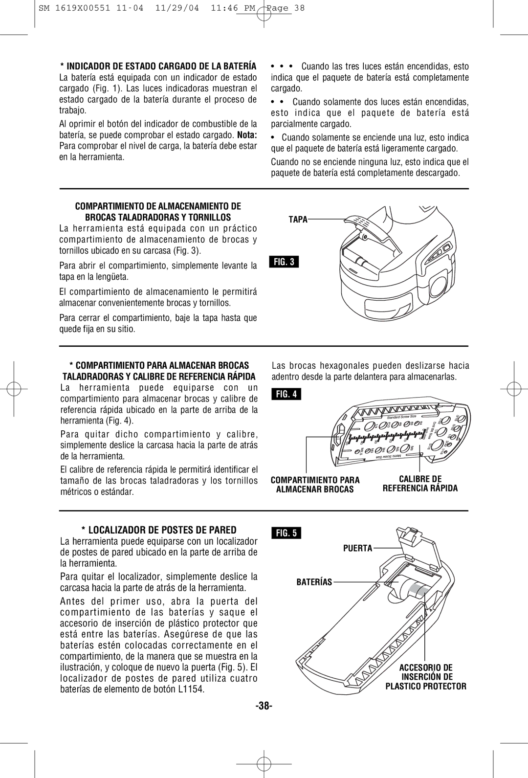 Skil 2466 2566 2866 manual Brocas Taladradoras Y Tornillos, Localizador DE Postes DE Pared 