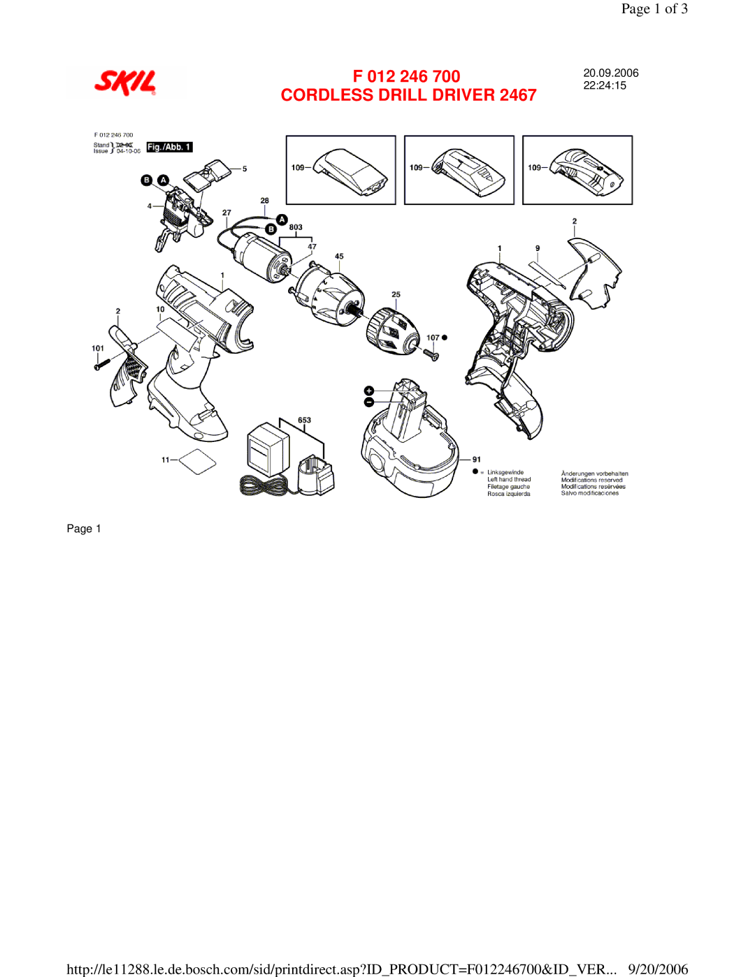 Skil 2467-03 manual Cordless Drill Driver 