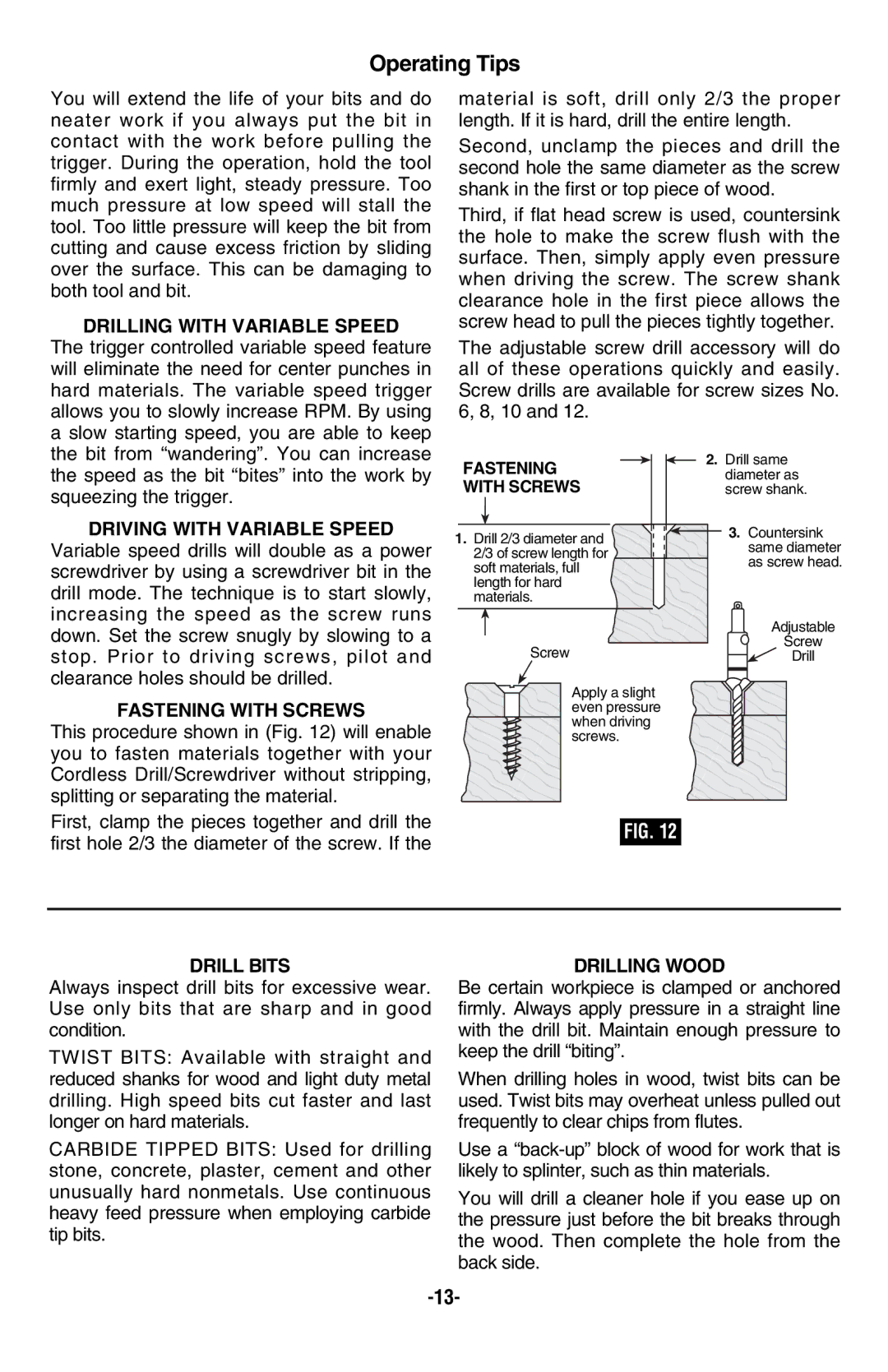 Skil 2487 2587 2887 manual Operating Tips 