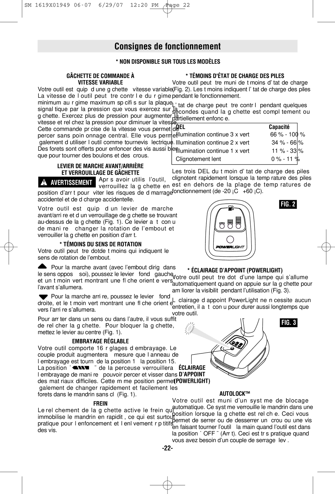 Skil 2510 manual Consignes de fonctionnement 