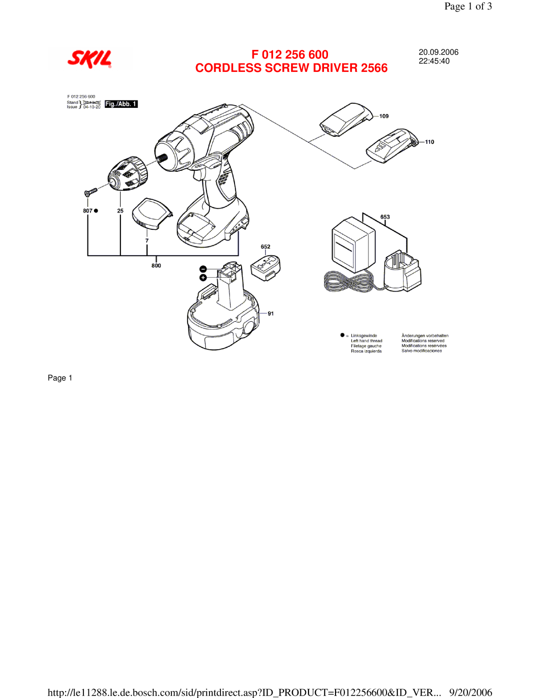 Skil 2566-03 manual Cordless Screw Driver 