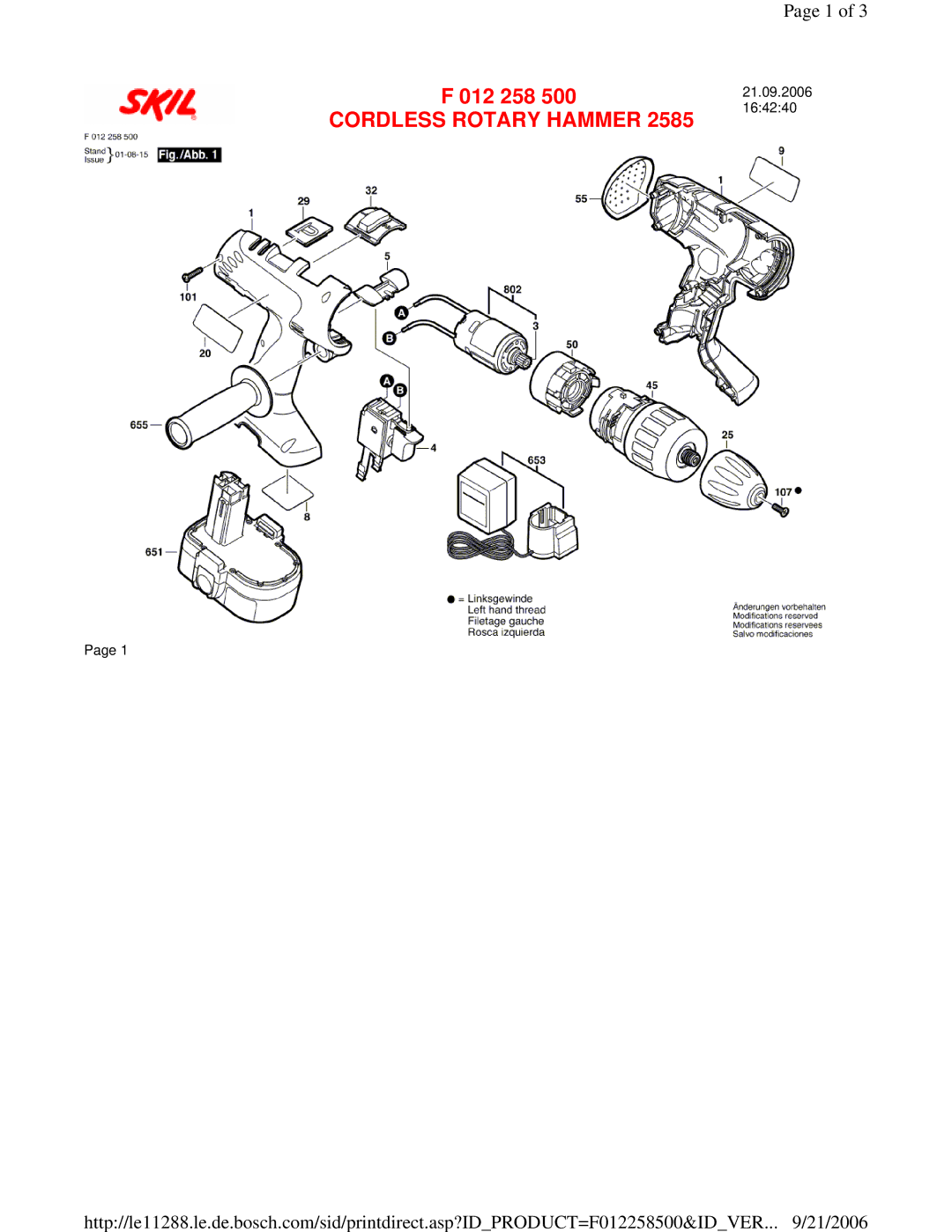 Skil 2585-04 manual Cordless Rotary Hammer 