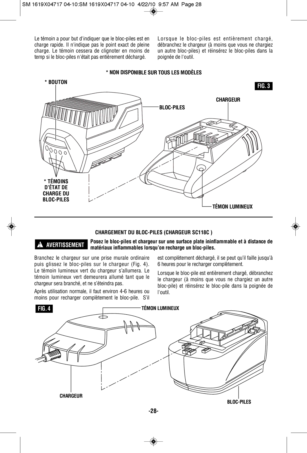 Skil 2860 manual Matériaux inflammables lorsqu’on recharge un bloc-piles 