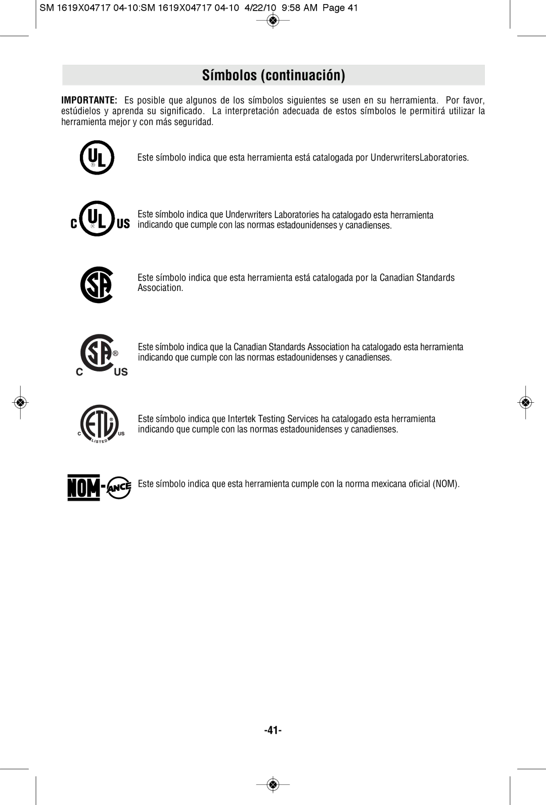 Skil 2860 manual Símbolos continuación 