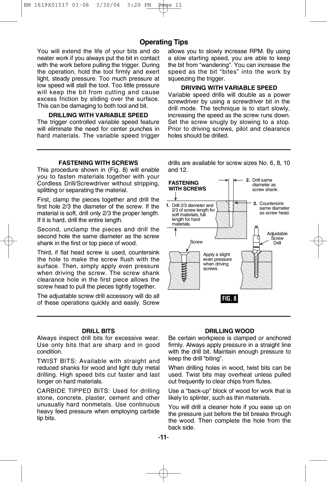 Skil 2467, 2867, 2567, 2367 manual Operating Tips 