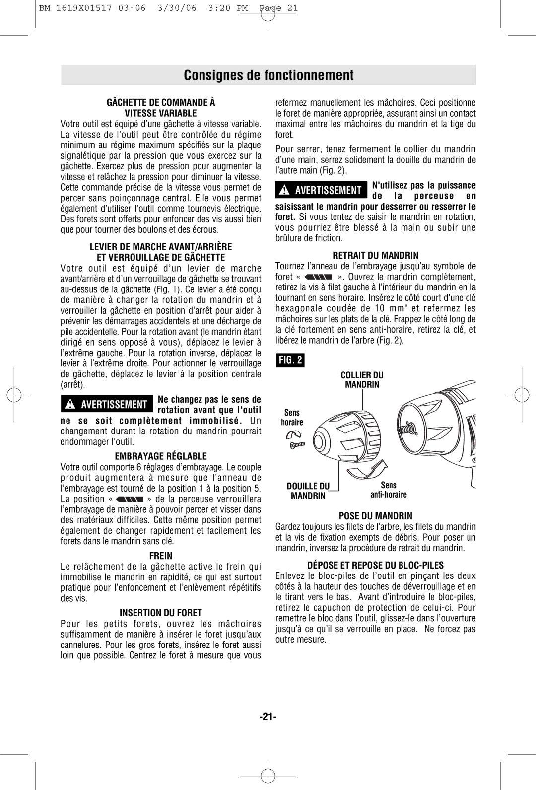 Skil 2567, 2867, 2367, 2467 manual Consignes de fonctionnement 