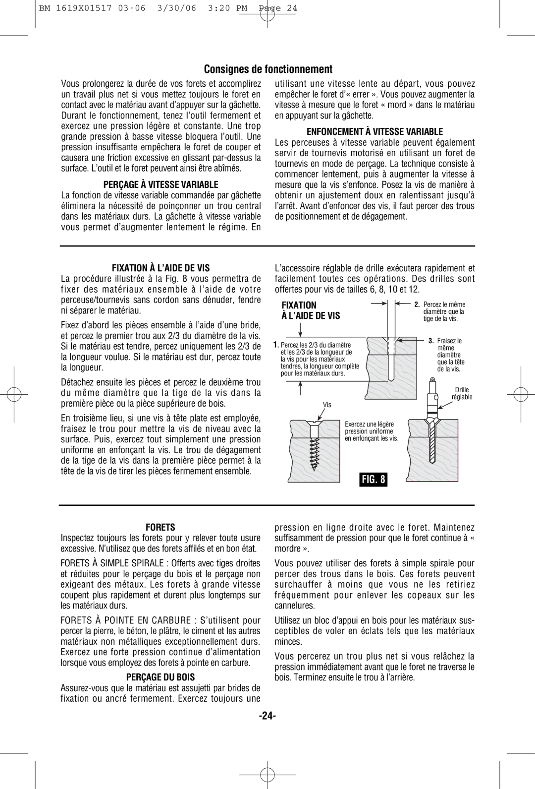 Skil 2867, 2567, 2367, 2467 manual Consignes de fonctionnement 