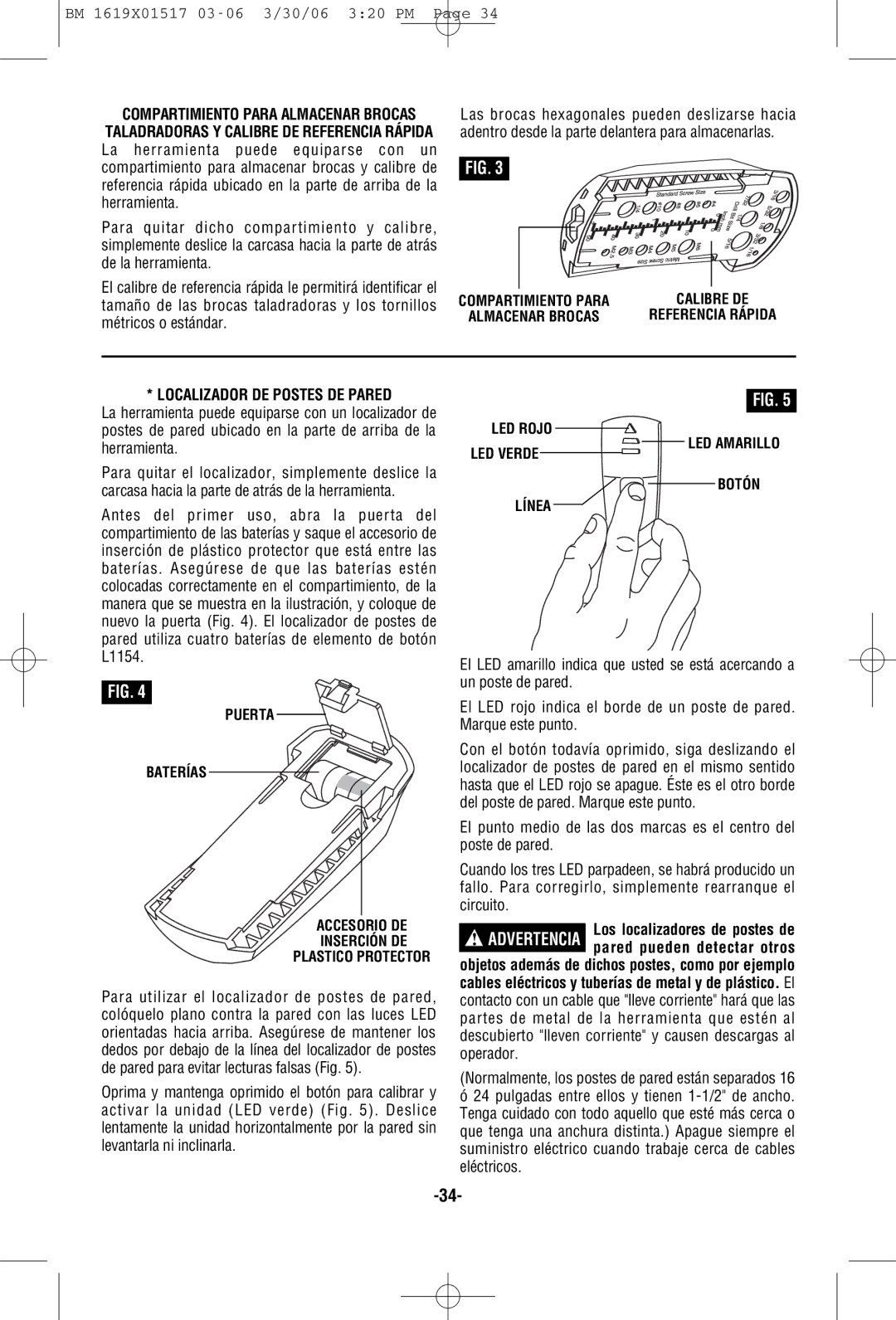 Skil 2367, 2867, 2567, 2467 manual Localizador DE Postes DE Pared, Herramienta 