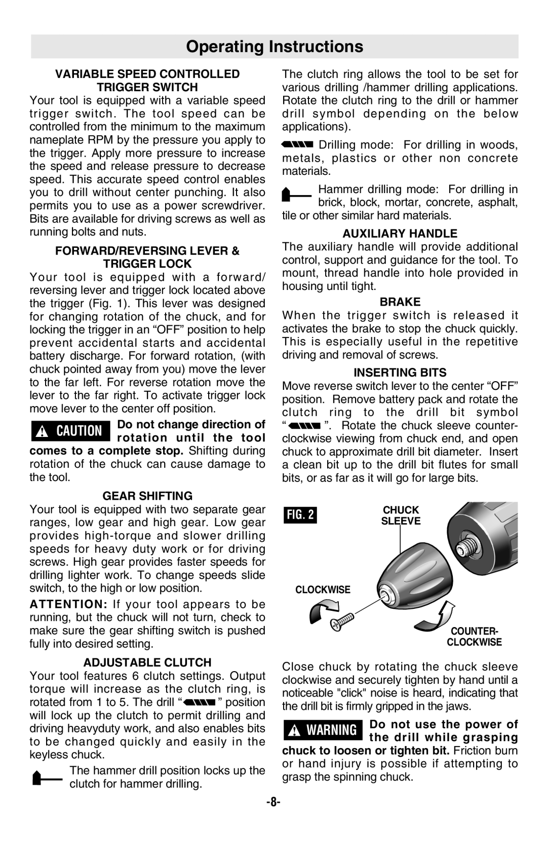 Skil 2885, 2585 manual Operating Instructions 