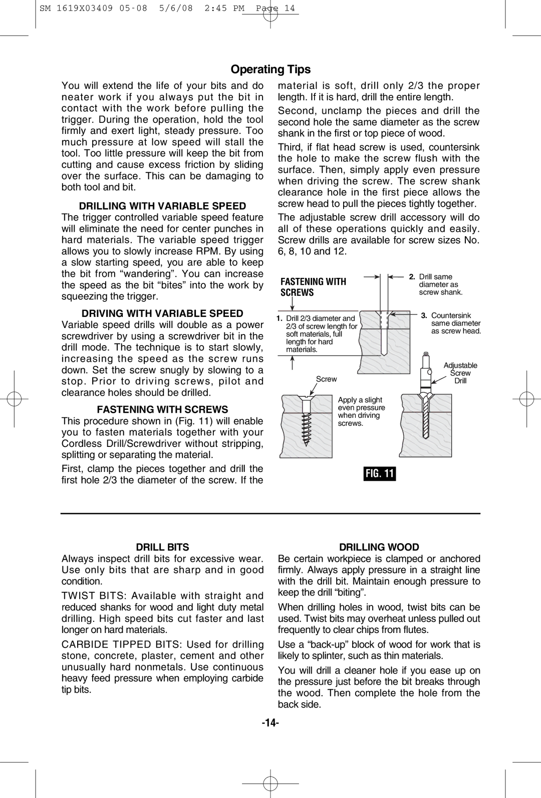 Skil 2895 manual Operating Tips 