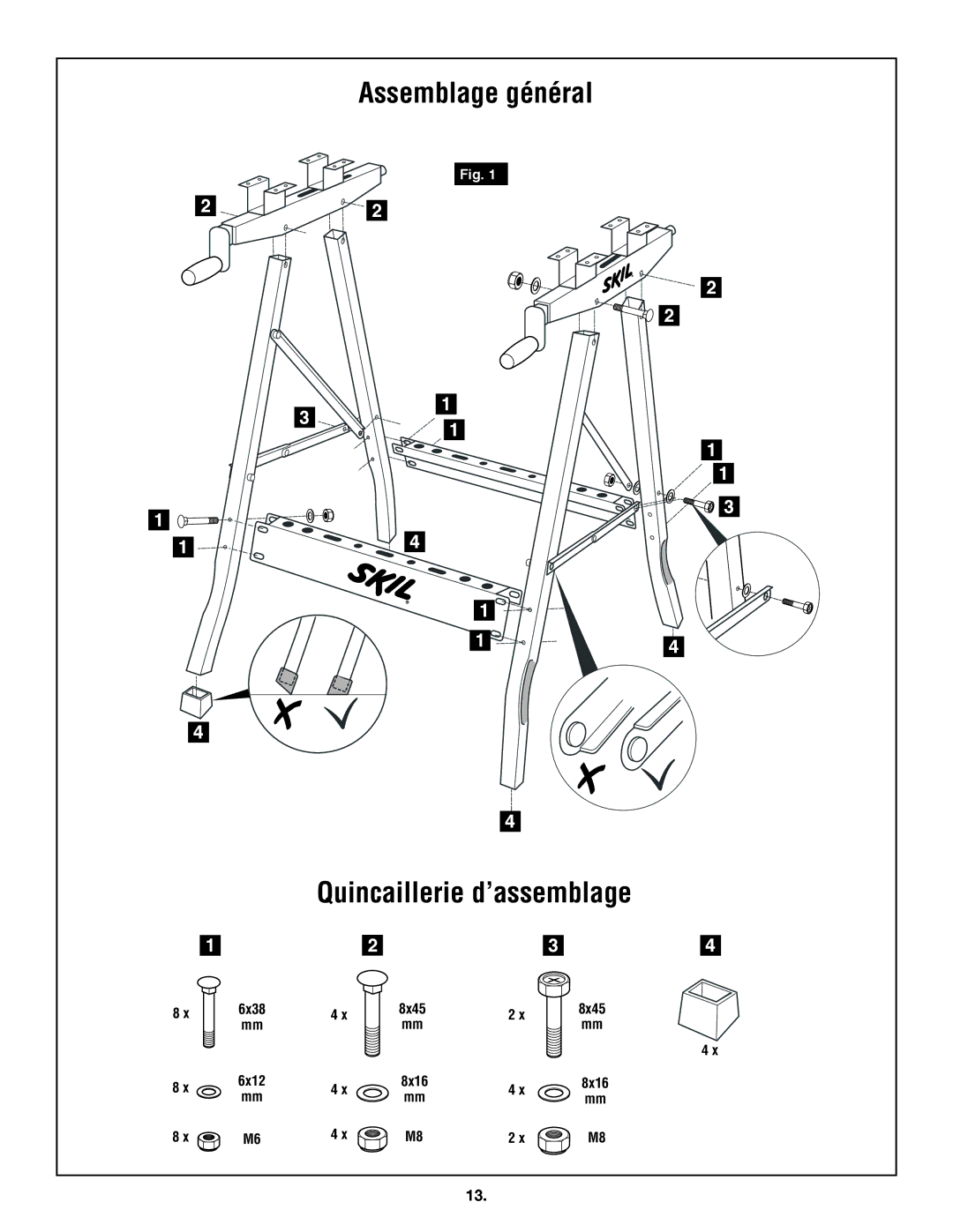 Skil 3110 manual Assemblage général Quincaillerie d’assemblage 