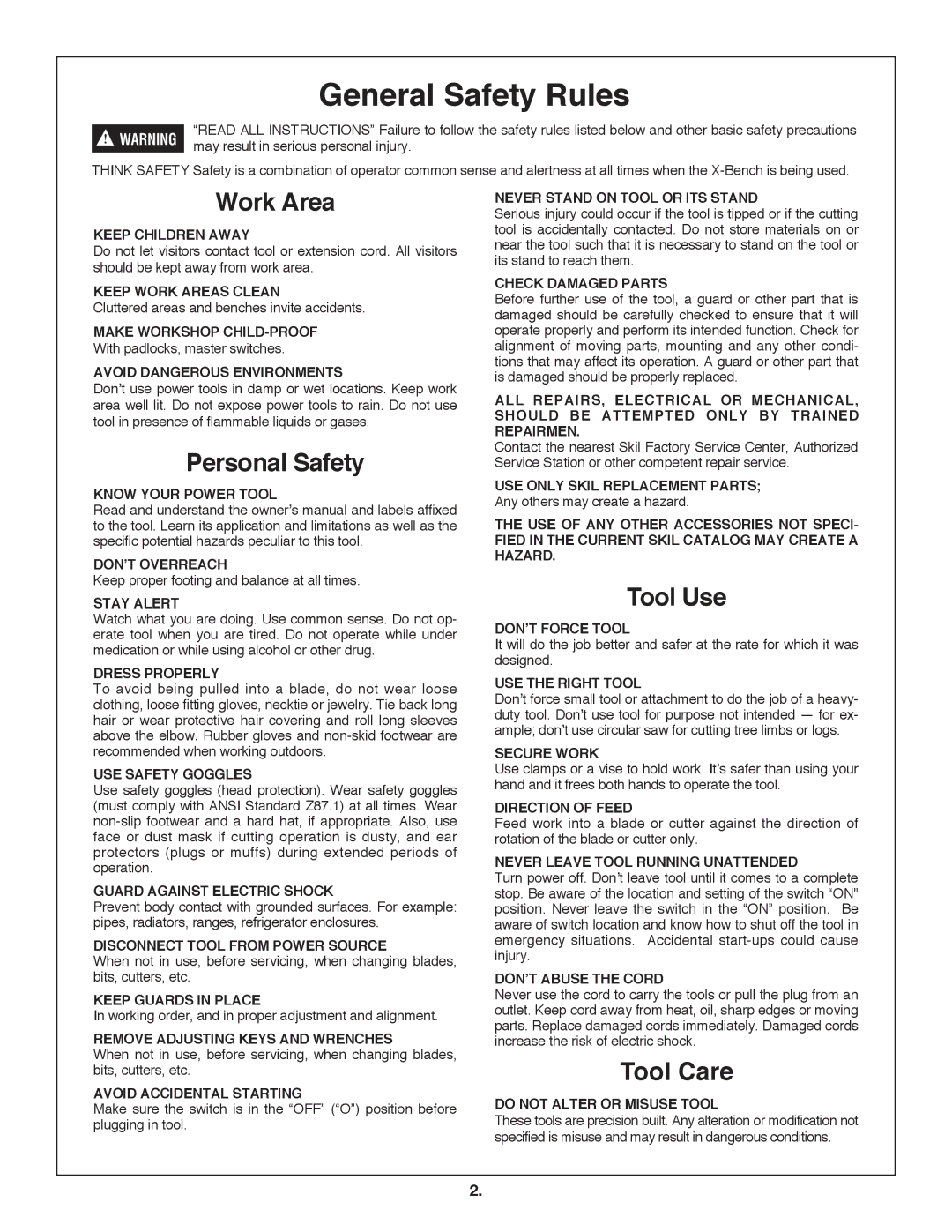 Skil 3110 manual General Safety Rules 