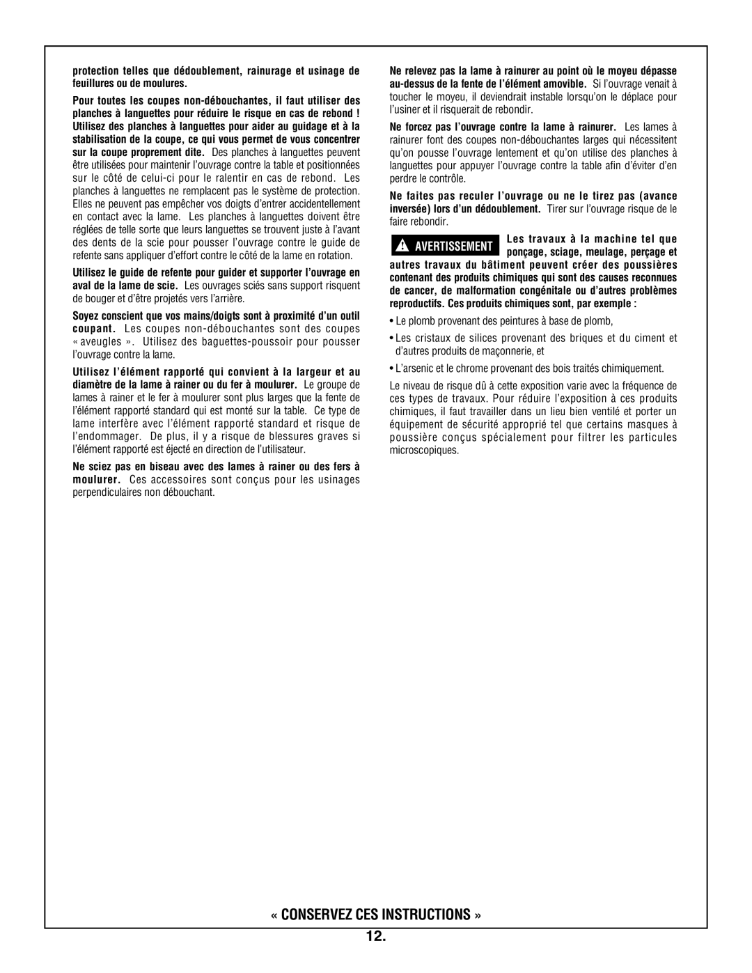 Skil 3305-01 manual « Conservez CES Instructions » 