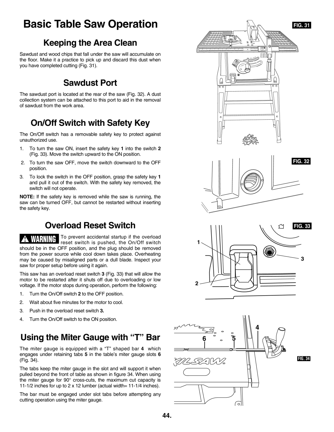 Skil 3305-01 manual Basic Table Saw Operation 