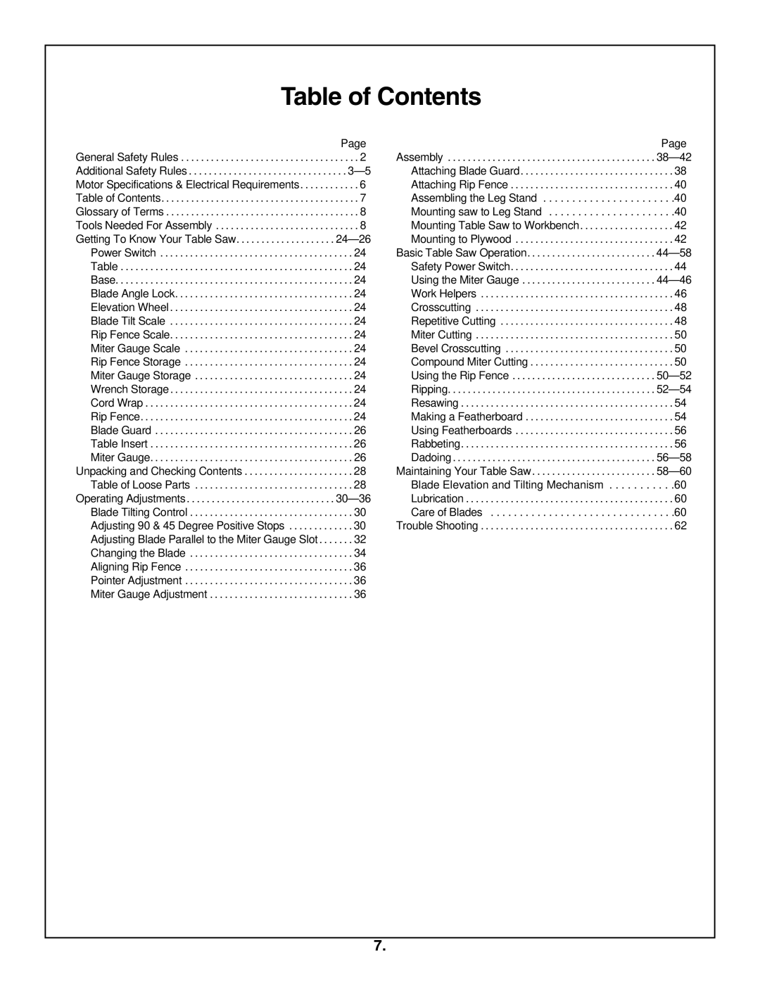 Skil 3305-01 manual Table of Contents 