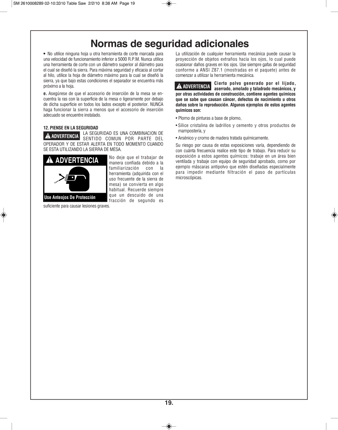 Skil 3310 manual Piense EN LA Seguridad, Suficiente para causar lesiones graves 