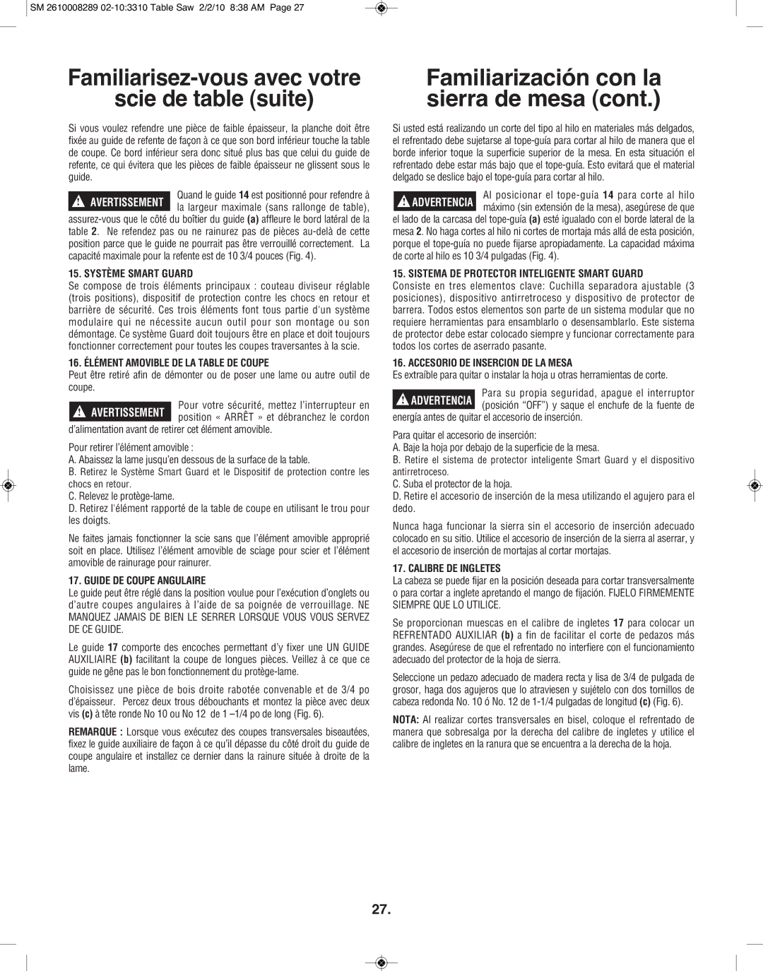 Skil 3310 Système Smart Guard, 16. Élément Amovible DE LA Table DE Coupe, Guide DE Coupe Angulaire, Calibre DE Ingletes 