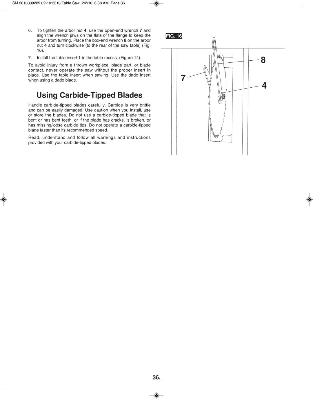 Skil 3310 manual Using Carbide-Tipped Blades 