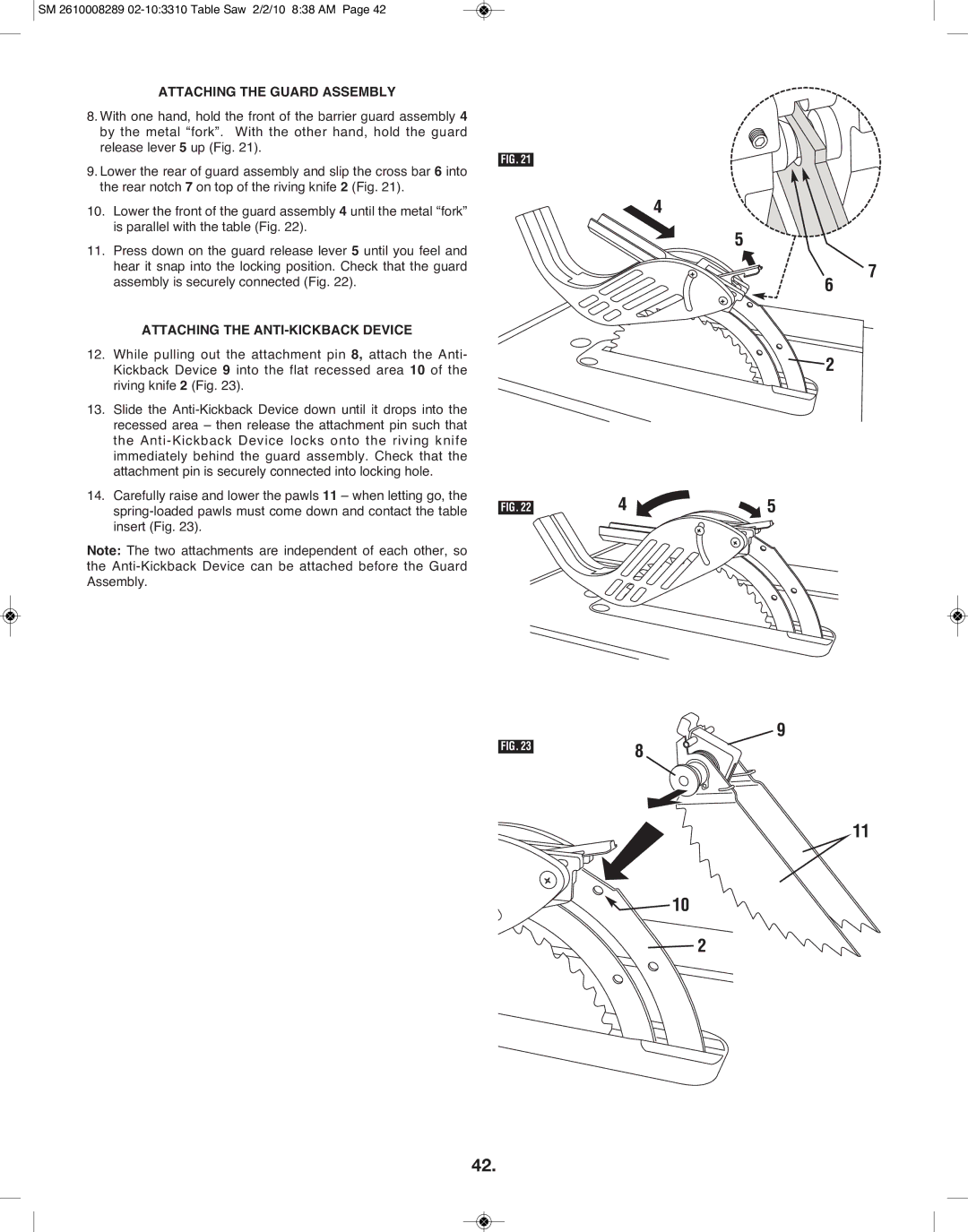 Skil 3310 manual Attaching the Guard Assembly, Attaching the ANTI-KICKBACK Device 