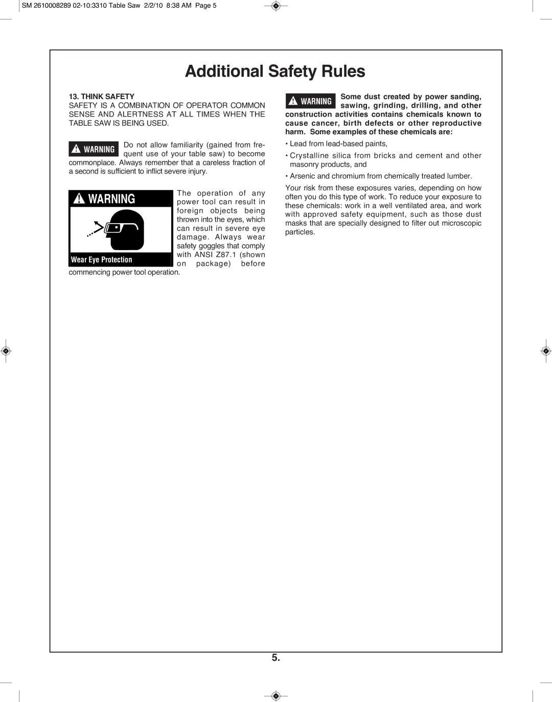 Skil 3310 manual Think Safety, Commencing power tool operation 