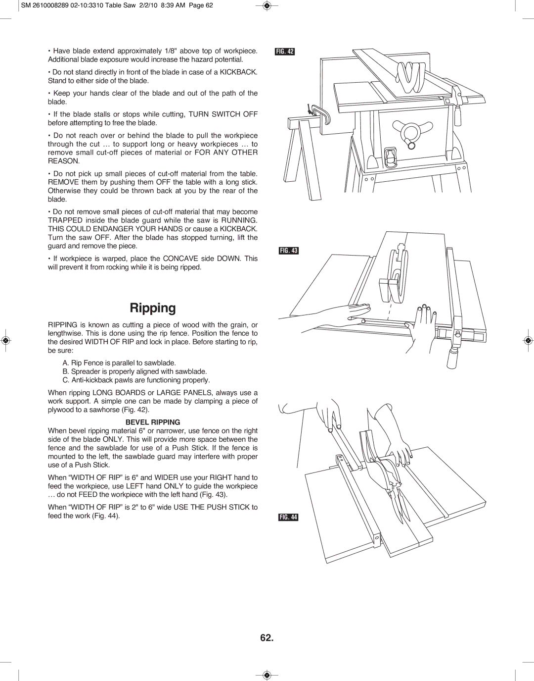 Skil 3310 manual Bevel Ripping 