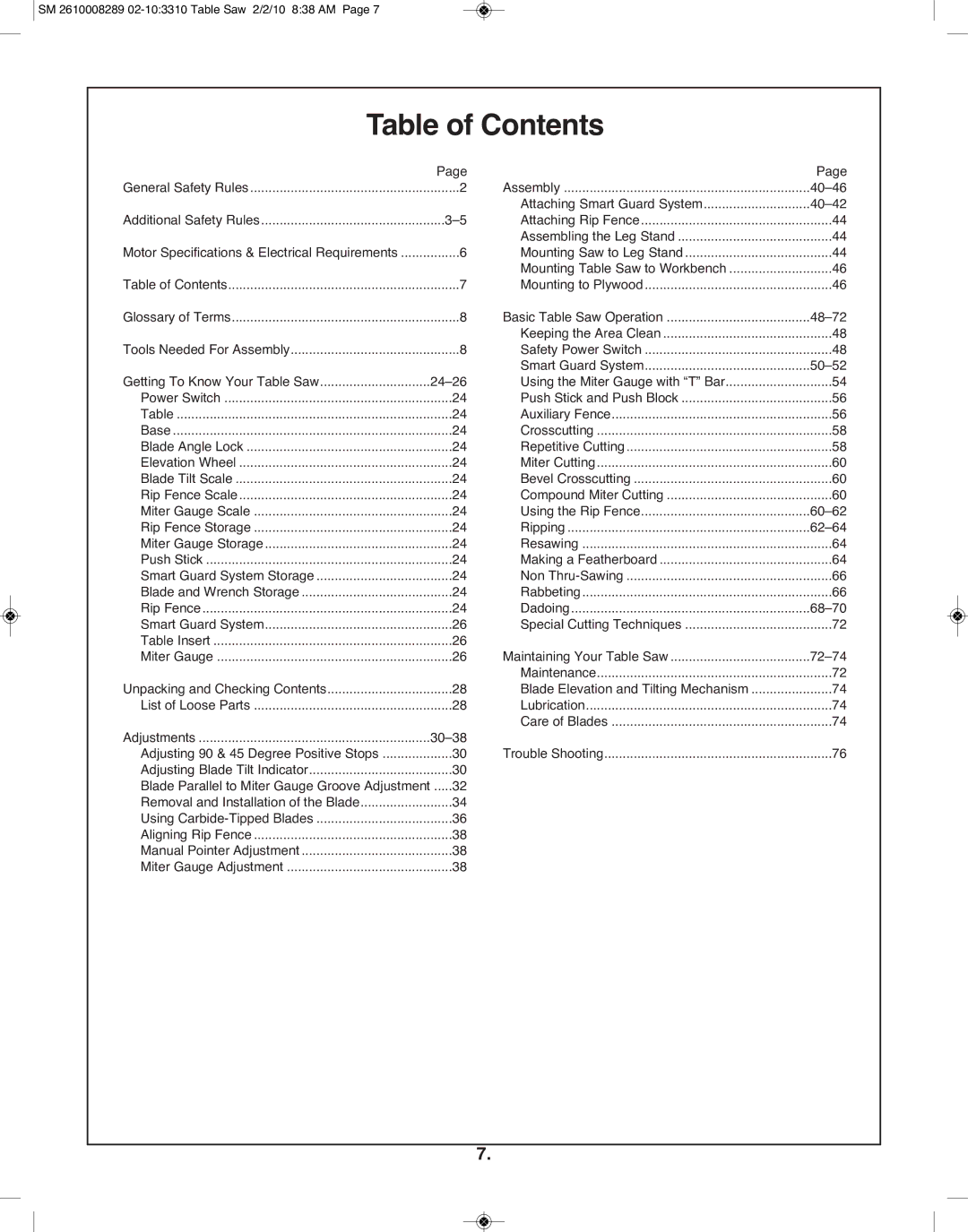 Skil 3310 manual Table of Contents 