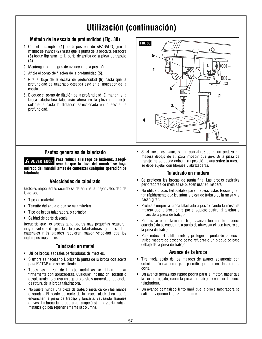 Skil 3320-01 manual Pautas generales de taladrado, Velocidades de taladrado, Taladrado en metal, Taladrado en madera 