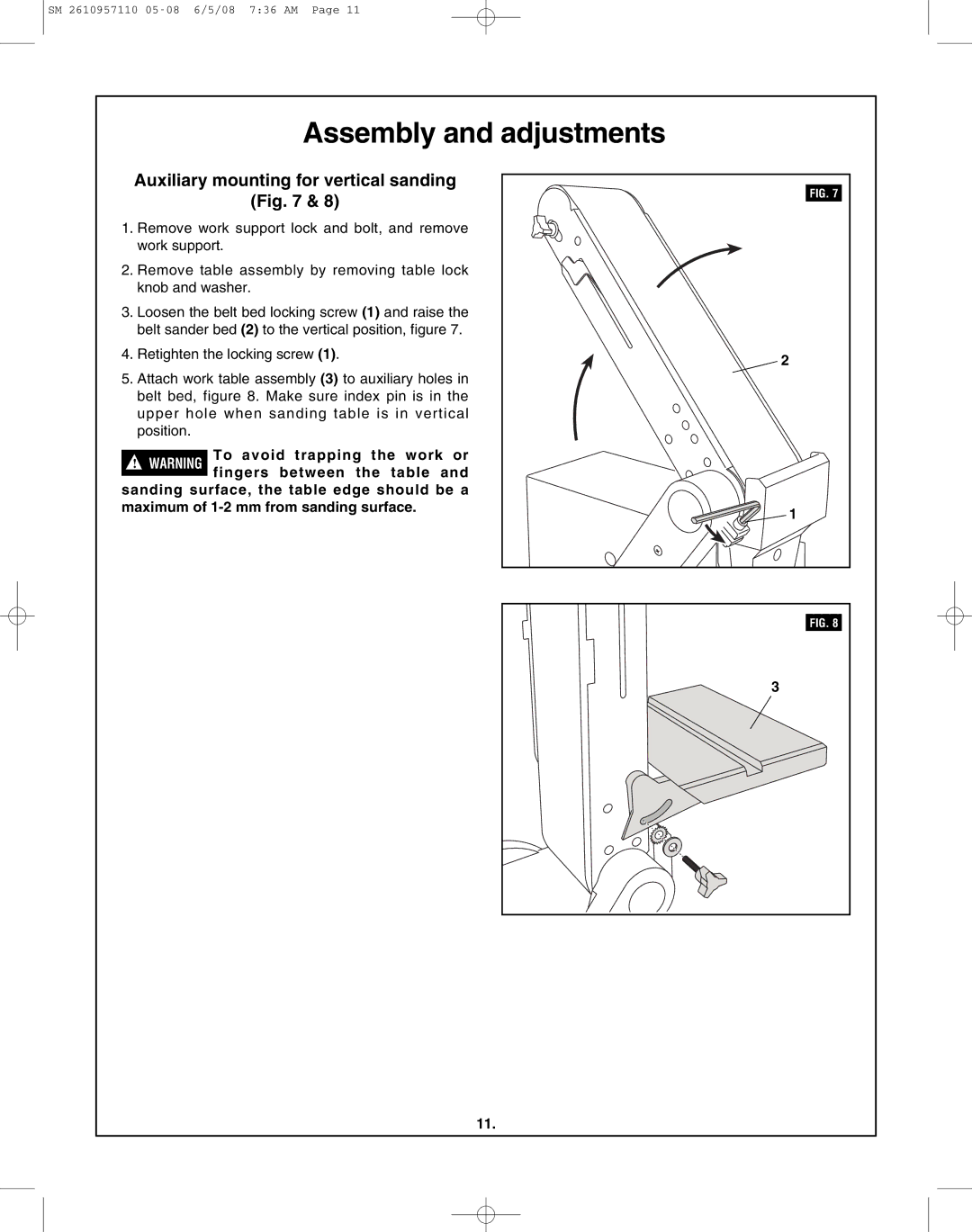 Skil 3375-01 manual Auxiliary mounting for vertical sanding 