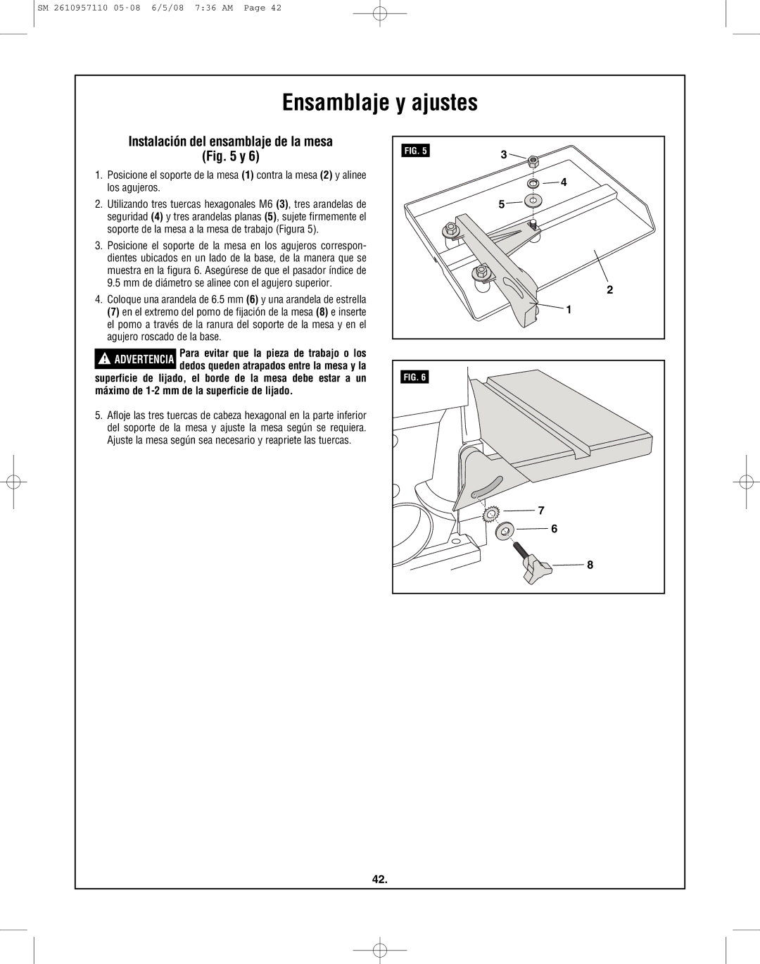 Skil 3375-01 manual Instalación del ensamblaje de la mesa 