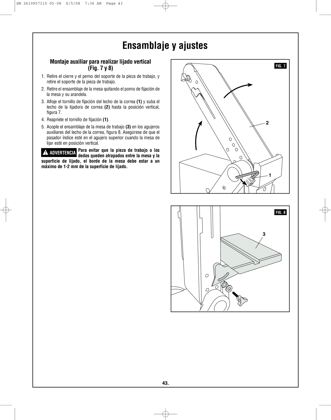 Skil 3375-01 manual Montaje auxiliar para realizar lijado vertical 