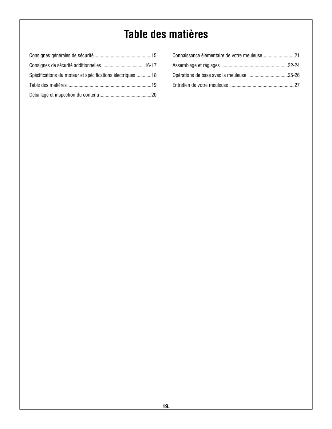 Skil 3380-01 manual Table des matières, 22-24, 25-26 