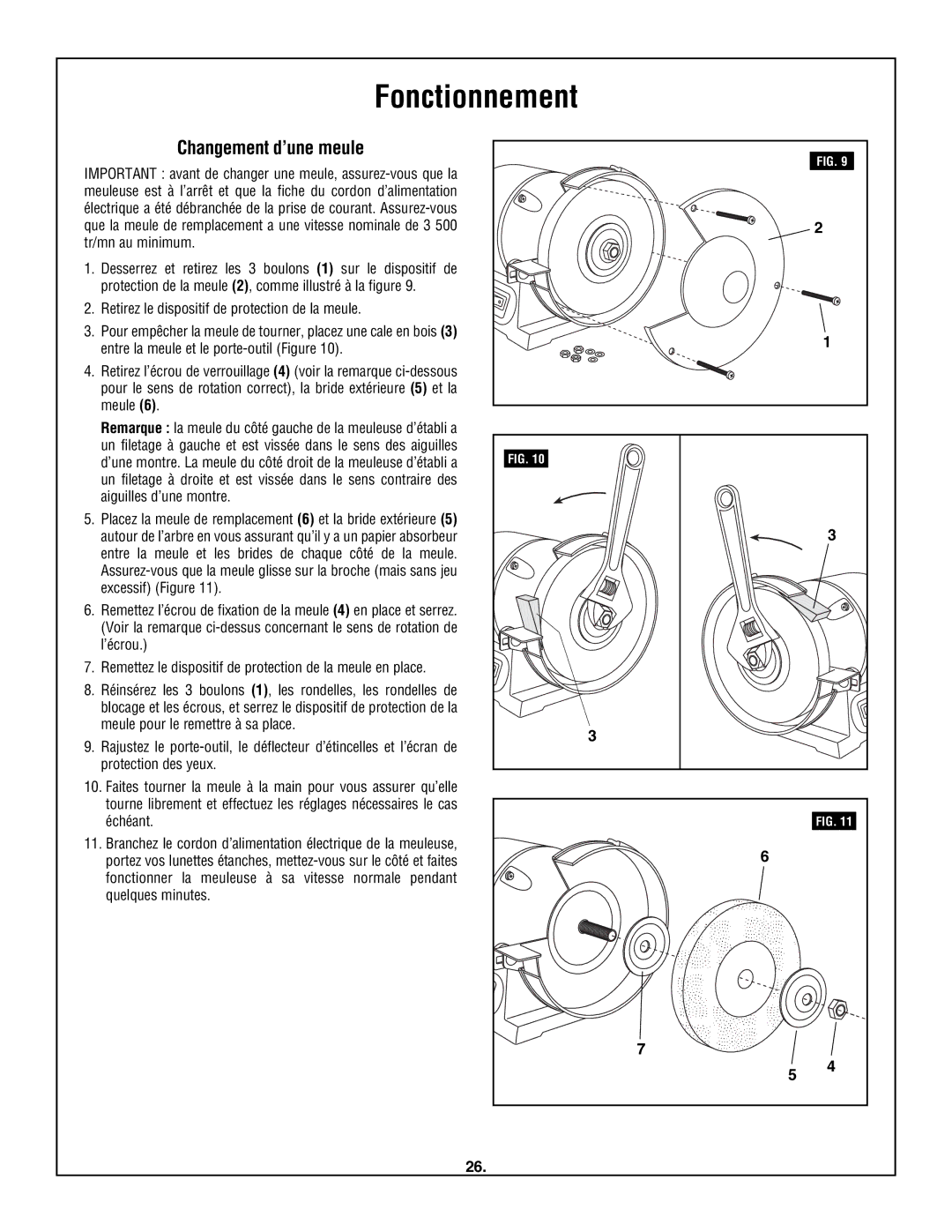 Skil 3380-01 manual Changement d’une meule 