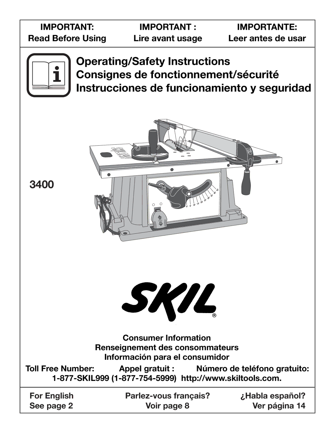 Skil 3400 manual Read Before Using, Leer antes de usar 