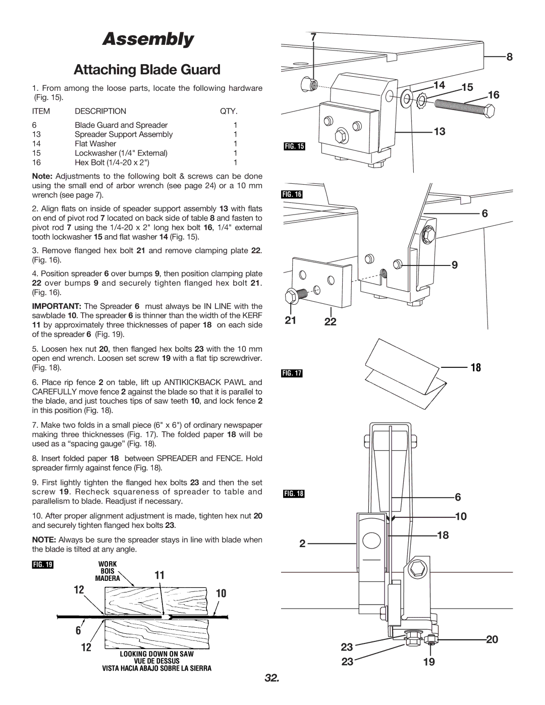 Skil 3400 manual Assembly7, Attaching Blade Guard 