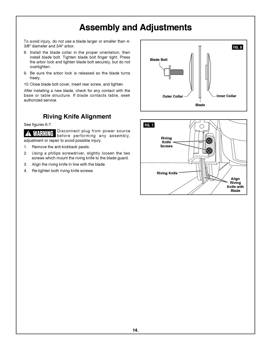 Skil 3600 manual Assembly and Adjustments 