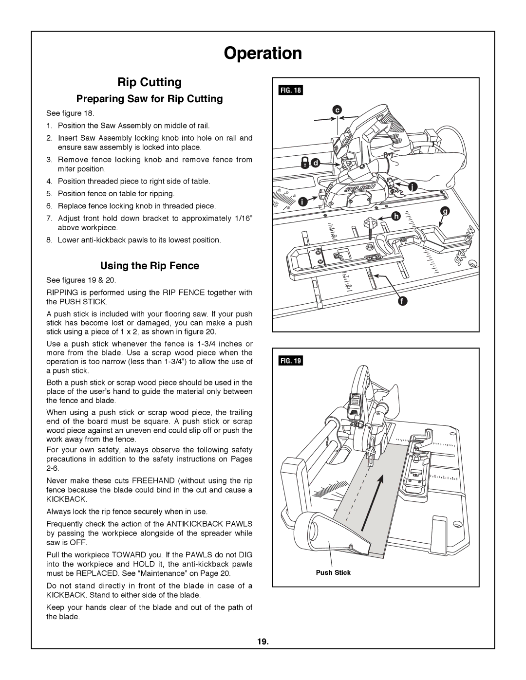 Skil 3600 manual Preparing Saw for Rip cutting, Using the Rip fence 