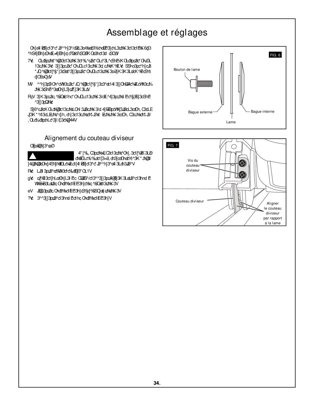 Skil 3600 manual Alignement du couteau diviseur, Voir figures 