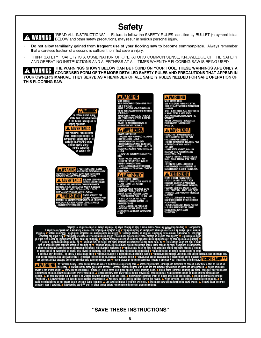 Skil 3600 manual Safety 