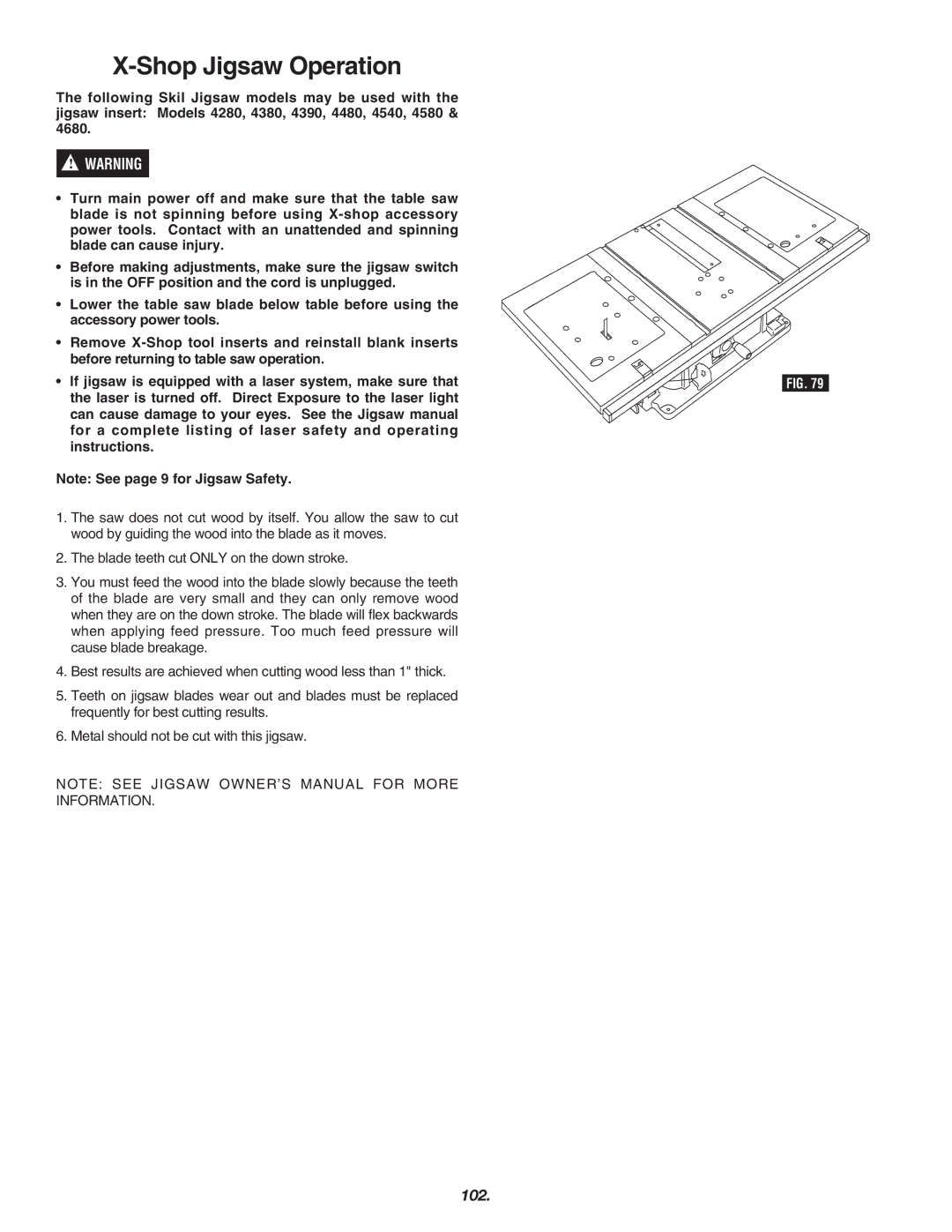 Skil 3700 manual Shop Jigsaw Operation 