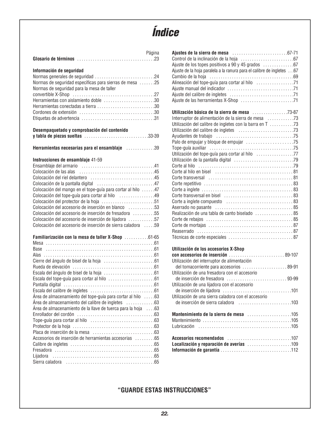 Skil 3700 manual Índice, Guarde Estas Instrucciones 