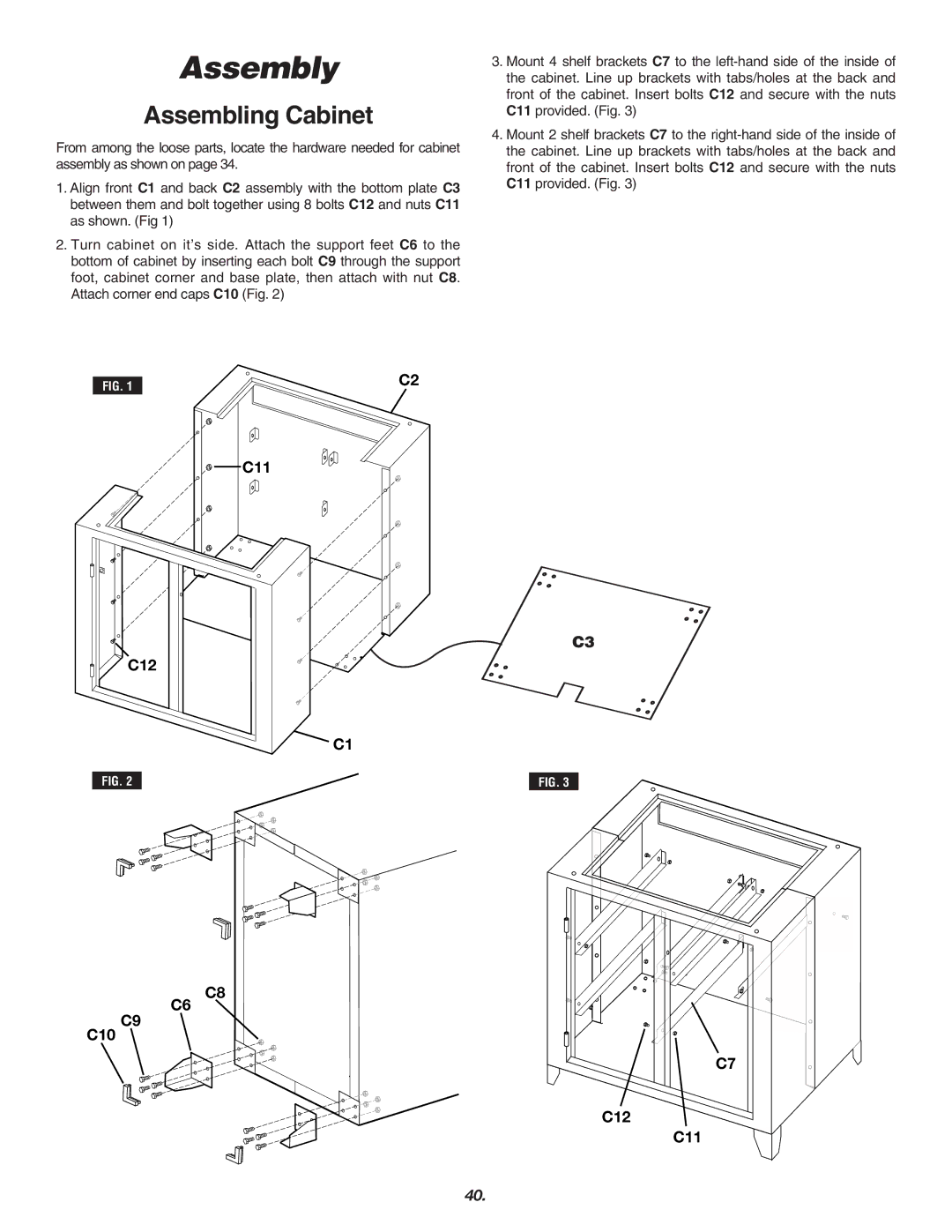 Skil 3700 manual Assembly, Assembling Cabinet 