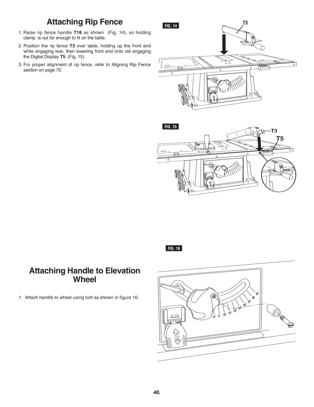 Skil 3700 manual Attaching Handle to Elevation Wheel, Attach handle to wheel using bolt as shown in figure 