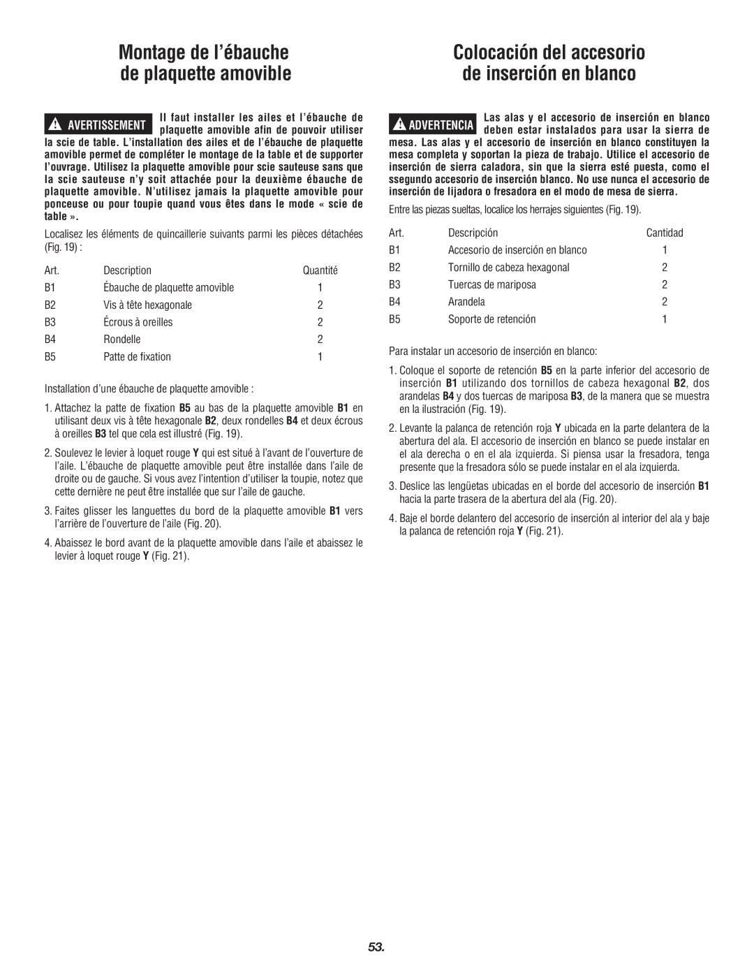 Skil 3700 manual Montage de l’ébauche de plaquette amovible 