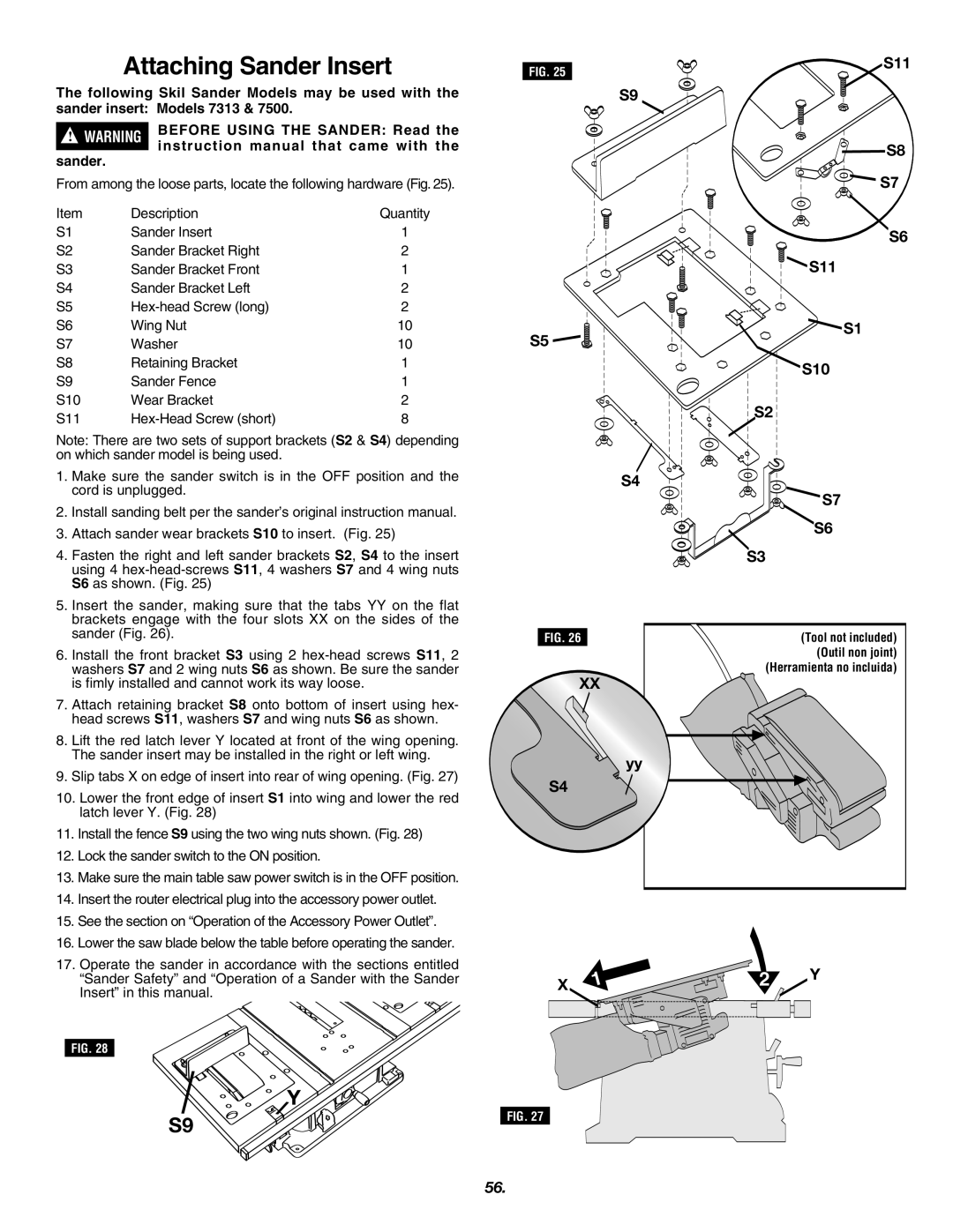 Skil 3700 manual Attaching Sander Insert 