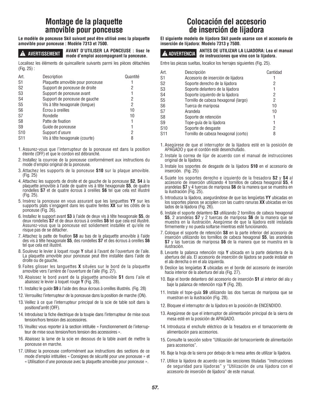 Skil 3700 manual Montage de la plaquette amovible pour ponceuse, De instrucciones que vino con la lijadora 