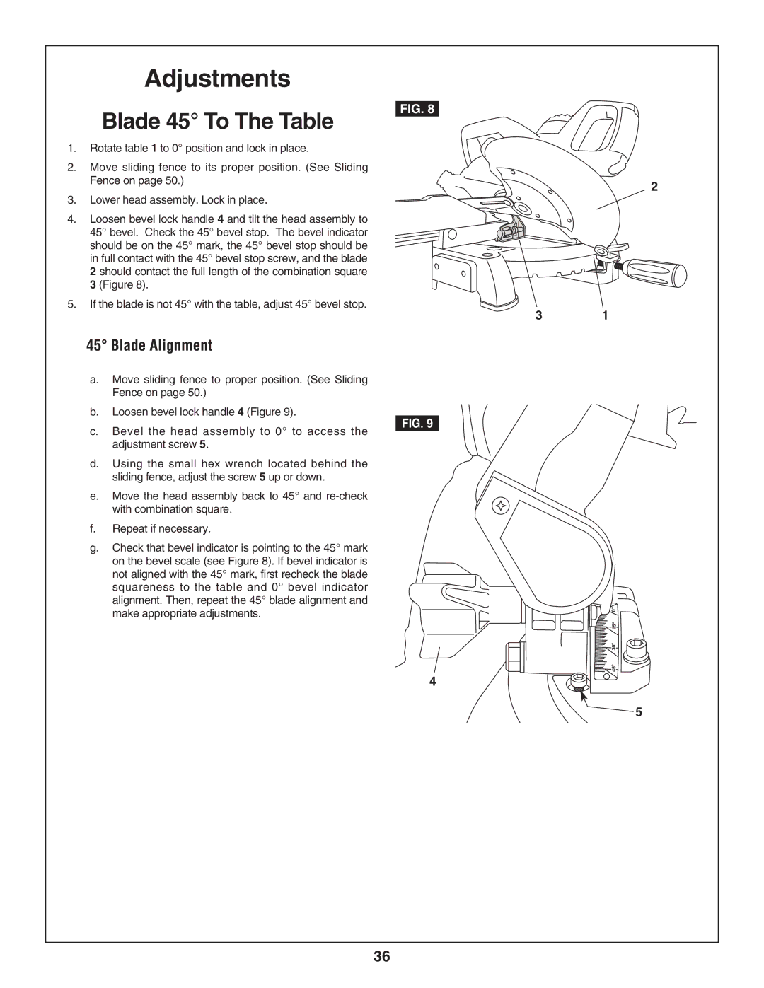 Skil 3800-02 manual Blade 45 To The Table 