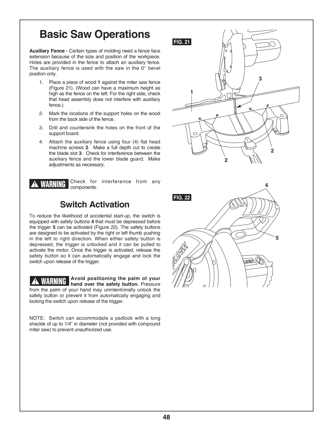 Skil 3800-02 manual Switch Activation 