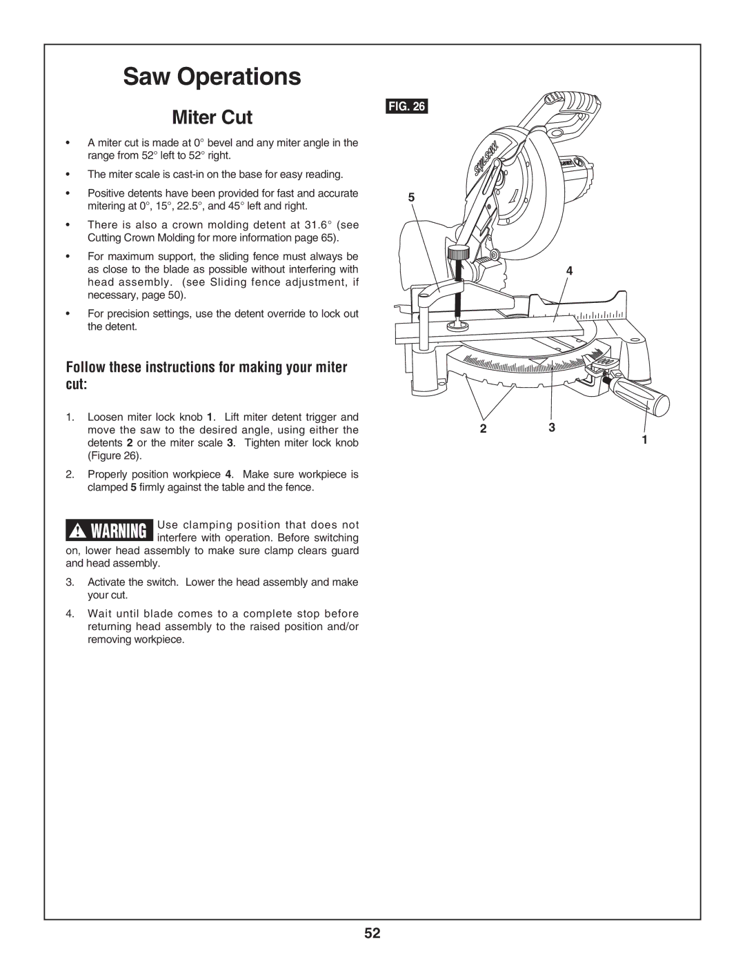 Skil 3800-02 manual Saw Operations, Miter Cut, Follow these instructions for making your miter cut 